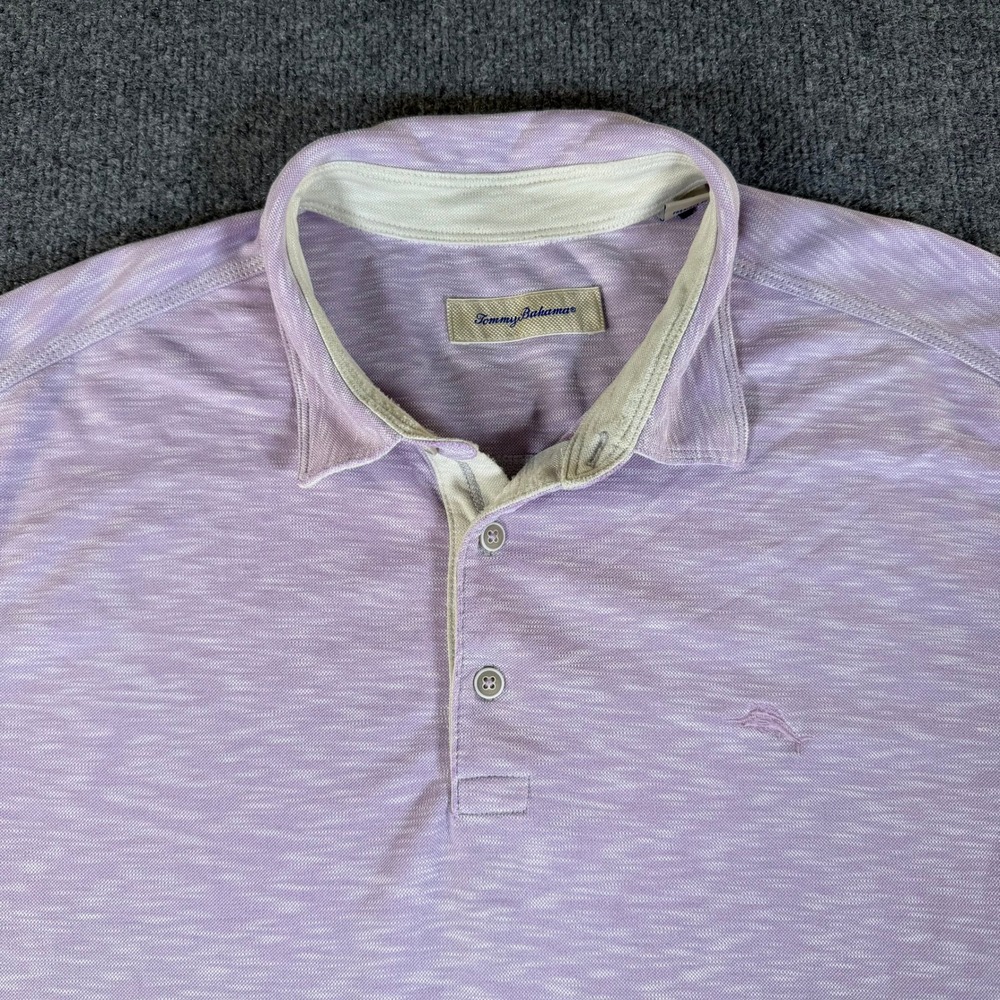 Tommy Bahama Mens XL Purple Space Dye Modal Blend Short Sleeve Polo Shirt #3994